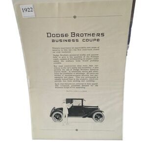 Vintage 1922 Dodge Brothers Business Coupe Ad Advertisment